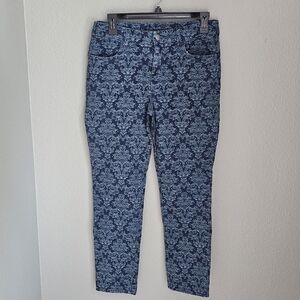 Blue Filigree Patterned Pants Chicos Size 0